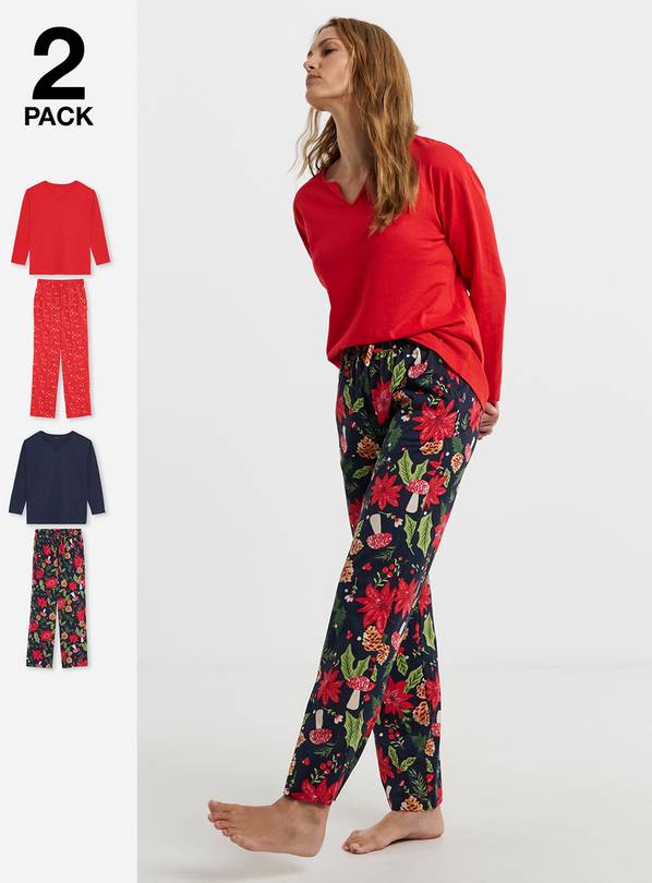 JD WILLIAMS 2 Pack Cotton Pyjama Set Mix Print 24-26
